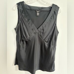 Mossimo 100% Silk Black Tank Top XL Babydoll Early 2000s 90s Y2K Grunge Satin